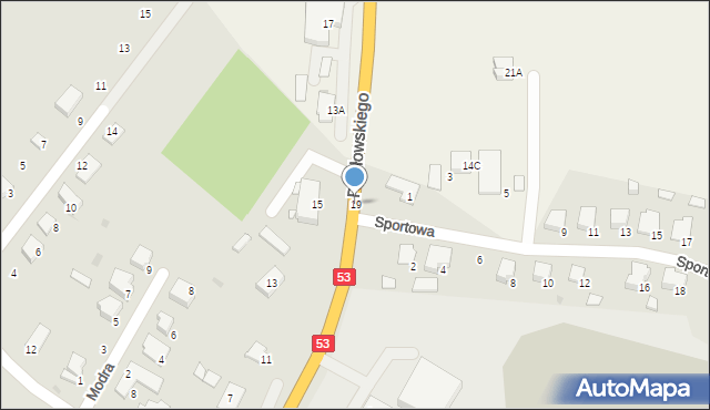 Myszyniec, Pawłowskiego Stanisława, dr., 19, mapa Myszyniec