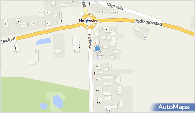 Nagłowice, Parkowa, 5, mapa Nagłowice