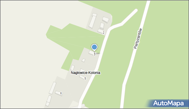 Nagłowice, Partyzantów, 3, mapa Nagłowice