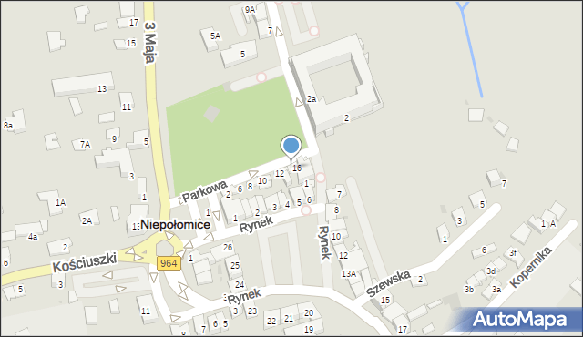 Niepołomice, Parkowa, 16A, mapa Niepołomice