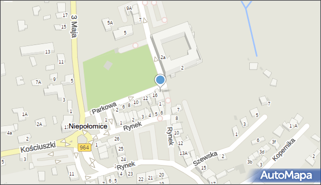 Niepołomice, Parkowa, 18, mapa Niepołomice