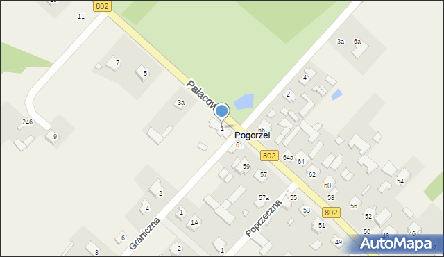 Nowa Pogorzel, Pałacowa, 1, mapa Nowa Pogorzel