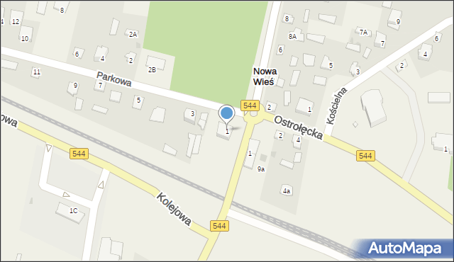 Nowa Wieś, Parkowa, 1, mapa Nowa Wieś