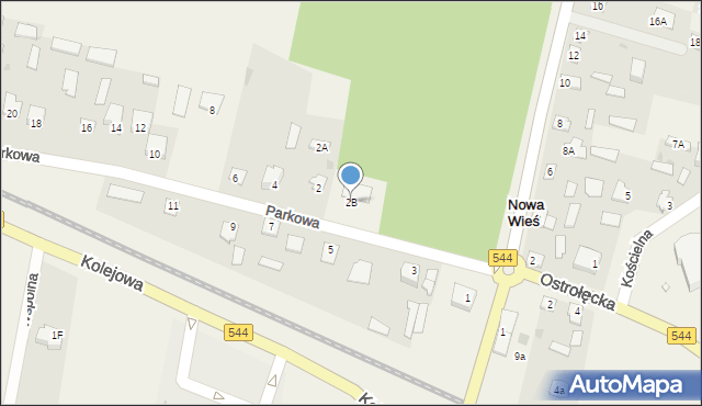 Nowa Wieś, Parkowa, 2B, mapa Nowa Wieś