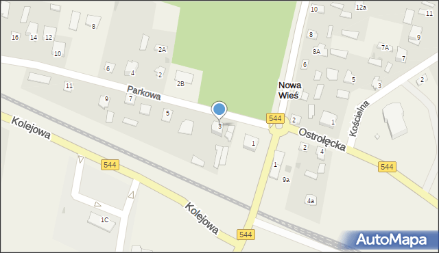 Nowa Wieś, Parkowa, 3, mapa Nowa Wieś