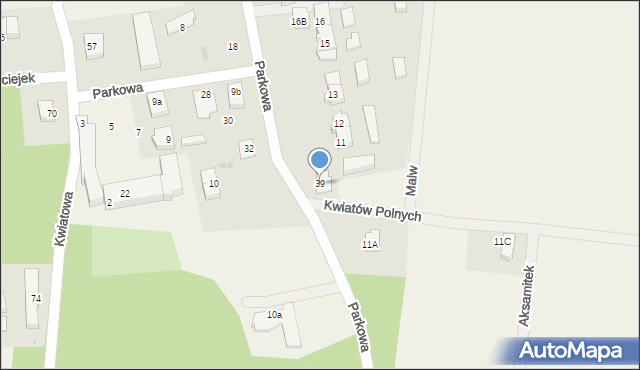 Nowe Bielice, Parkowa, 39, mapa Nowe Bielice