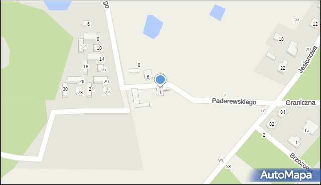Nowe Osiny, Paderewskiego Ignacego Jana, 1, mapa Nowe Osiny