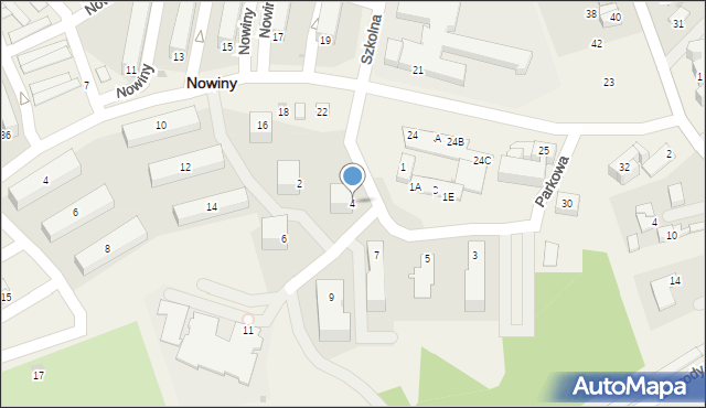 Nowiny, Parkowa, 4, mapa Nowiny
