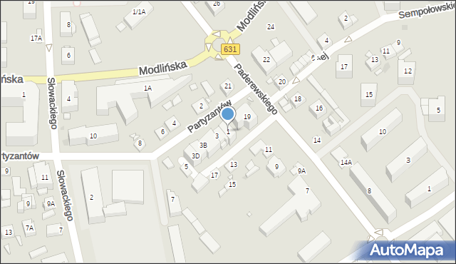 Nowy Dwór Mazowiecki, Partyzantów, 1, mapa Nowy Dwór Mazowiecki