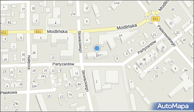 Nowy Dwór Mazowiecki, Partyzantów, 10, mapa Nowy Dwór Mazowiecki
