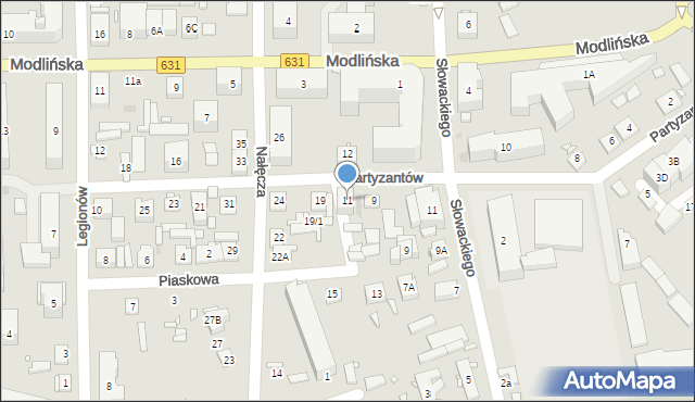 Nowy Dwór Mazowiecki, Partyzantów, 11, mapa Nowy Dwór Mazowiecki