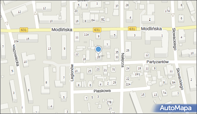 Nowy Dwór Mazowiecki, Partyzantów, 16, mapa Nowy Dwór Mazowiecki