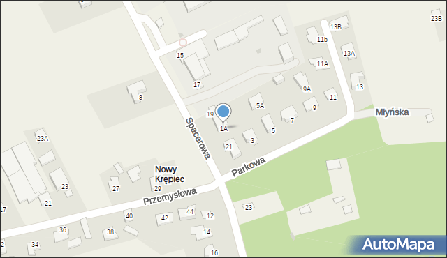 Nowy Krępiec, Parkowa, 1A, mapa Nowy Krępiec