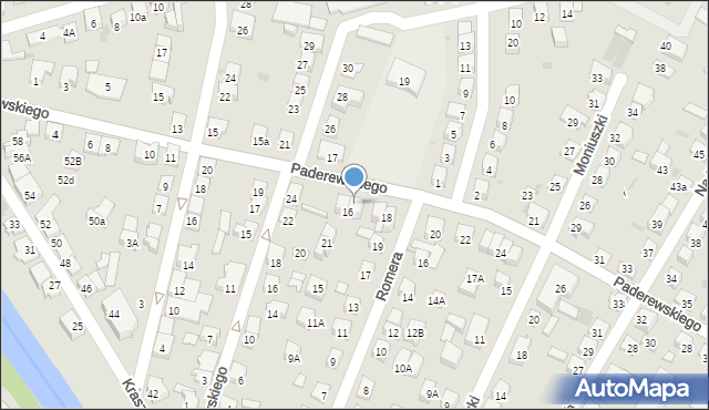 Nowy Sącz, Paderewskiego Ignacego Jana, 16A, mapa Nowego Sącza