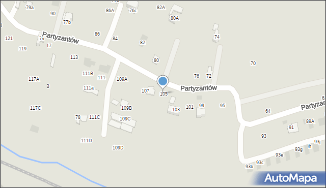 Nowy Targ, Partyzantów, 105, mapa Nowego Targu