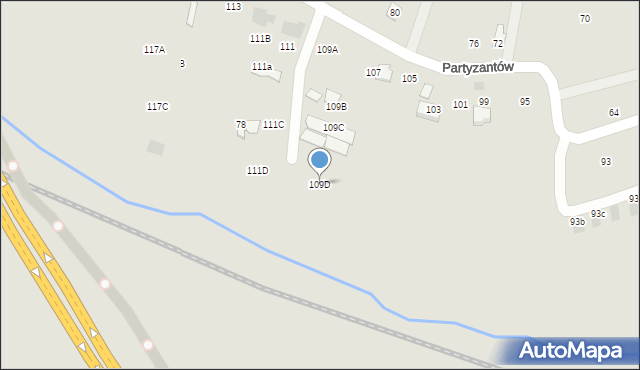 Nowy Targ, Partyzantów, 109D, mapa Nowego Targu