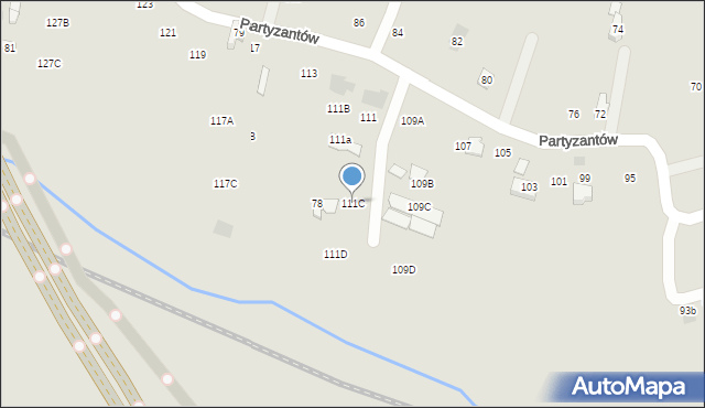 Nowy Targ, Partyzantów, 111C, mapa Nowego Targu