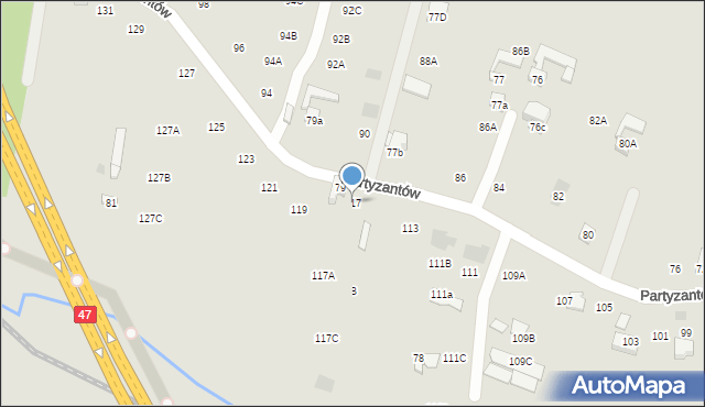 Nowy Targ, Partyzantów, 117, mapa Nowego Targu