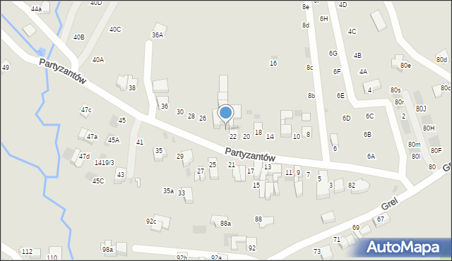 Nowy Targ, Partyzantów, 24, mapa Nowego Targu