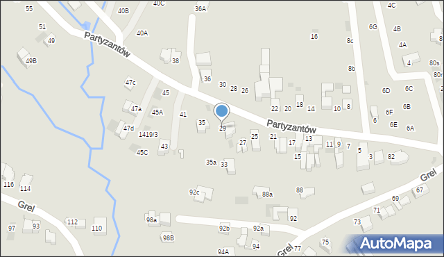 Nowy Targ, Partyzantów, 29, mapa Nowego Targu