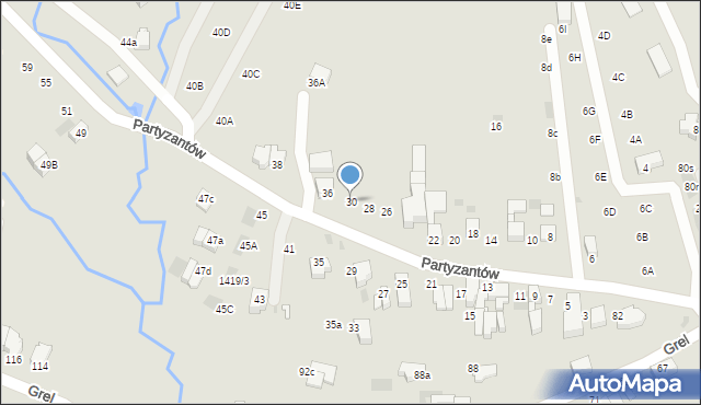 Nowy Targ, Partyzantów, 30, mapa Nowego Targu