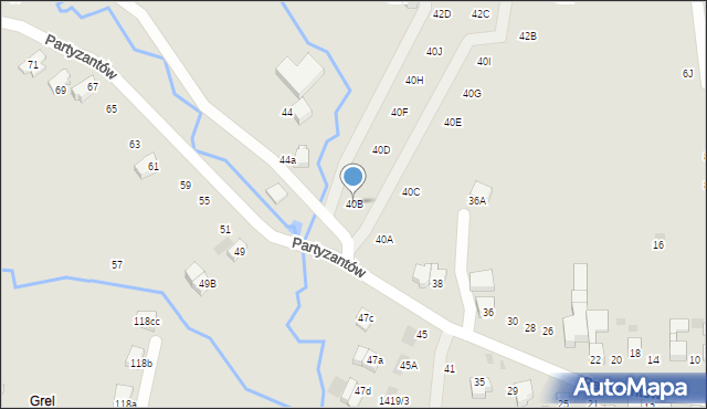 Nowy Targ, Partyzantów, 40B, mapa Nowego Targu