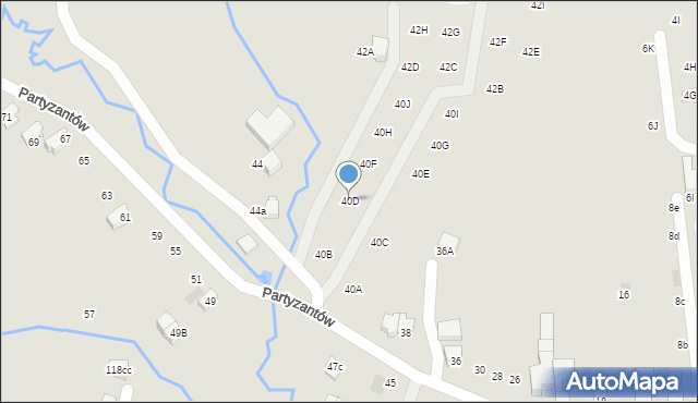 Nowy Targ, Partyzantów, 40D, mapa Nowego Targu