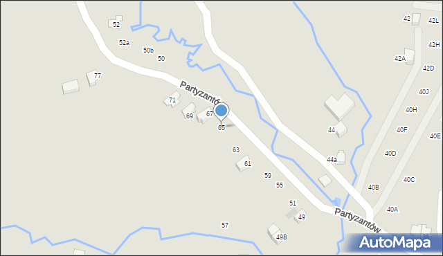 Nowy Targ, Partyzantów, 65, mapa Nowego Targu