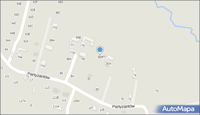 Nowy Targ, Partyzantów, 82A, mapa Nowego Targu