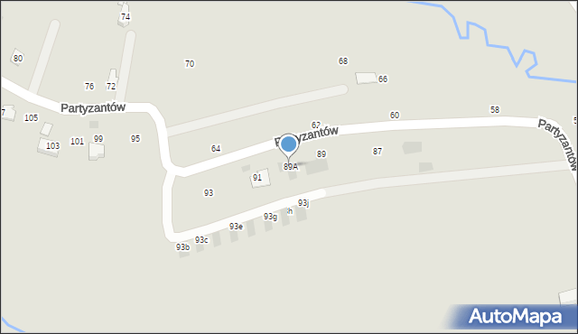 Nowy Targ, Partyzantów, 89A, mapa Nowego Targu