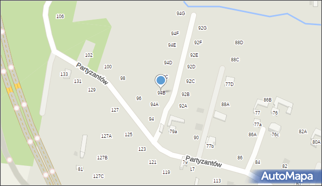 Nowy Targ, Partyzantów, 94B, mapa Nowego Targu