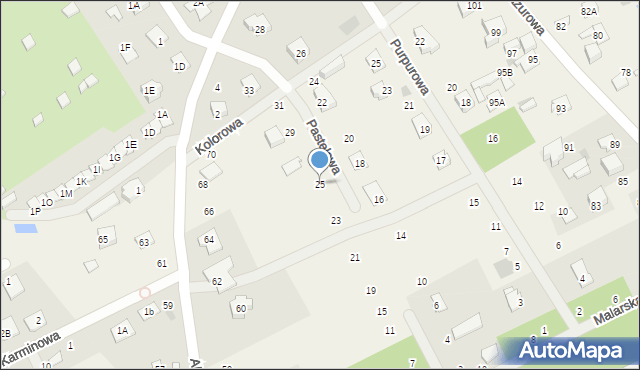 Odrano-Wola, Pastelowa, 25, mapa Odrano-Wola