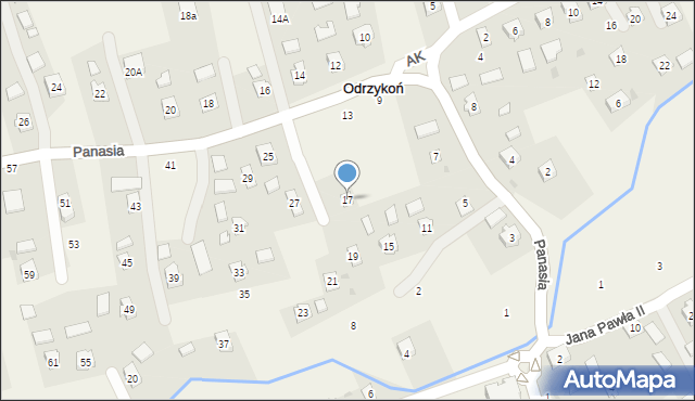 Odrzykoń, Panasia Józefa, ks., 17, mapa Odrzykoń