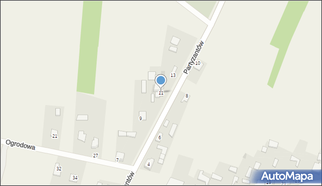 Oleszno, Partyzantów, 11, mapa Oleszno