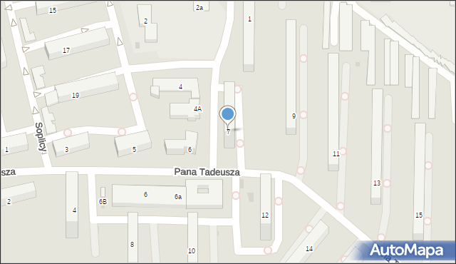 Olsztyn, Pana Tadeusza, 7, mapa Olsztyna