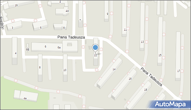 Olsztyn, Pana Tadeusza, 12, mapa Olsztyna