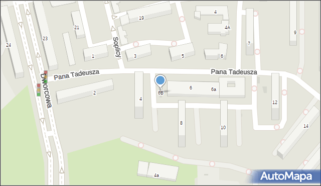 Olsztyn, Pana Tadeusza, 6B, mapa Olsztyna