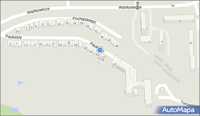 Olsztyn, Paukszty Eugeniusza, 53, mapa Olsztyna