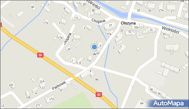 Olszyna, Parkowa, 4a, mapa Olszyna