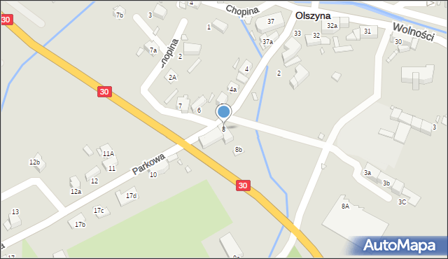 Olszyna, Parkowa, 8, mapa Olszyna