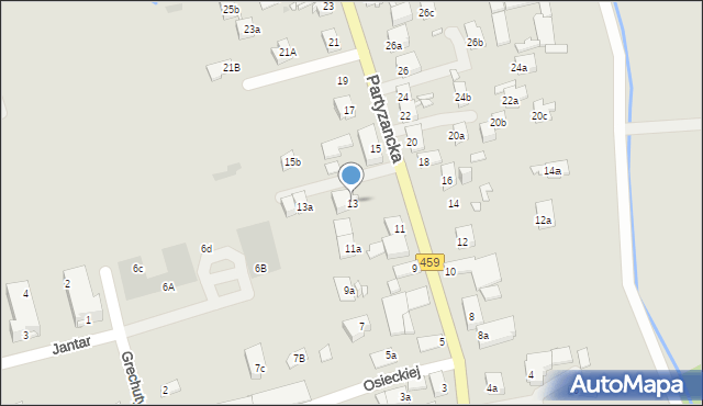 Opole, Partyzancka, 13, mapa Opola