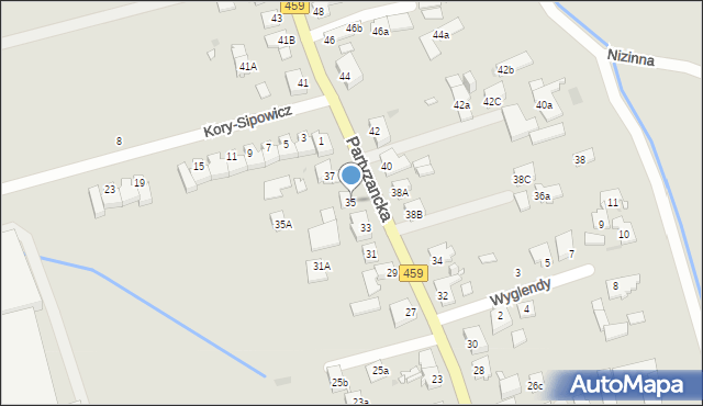 Opole, Partyzancka, 35, mapa Opola