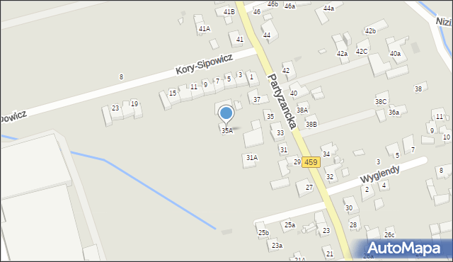 Opole, Partyzancka, 35A, mapa Opola