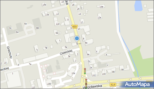 Opole, Partyzancka, 5, mapa Opola