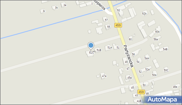 Opole, Partyzancka, 51C, mapa Opola