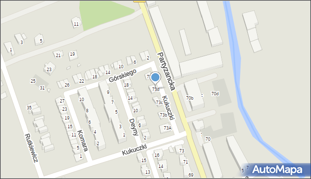 Opole, Partyzancka, 73d, mapa Opola