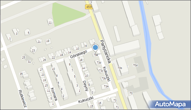 Opole, Partyzancka, 73e, mapa Opola