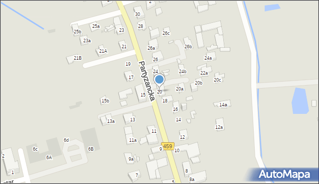 Opole, Partyzancka, 20, mapa Opola