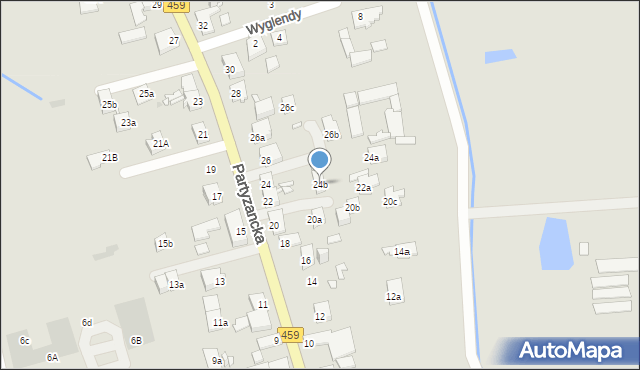 Opole, Partyzancka, 24b, mapa Opola