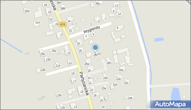 Opole, Partyzancka, 26c, mapa Opola